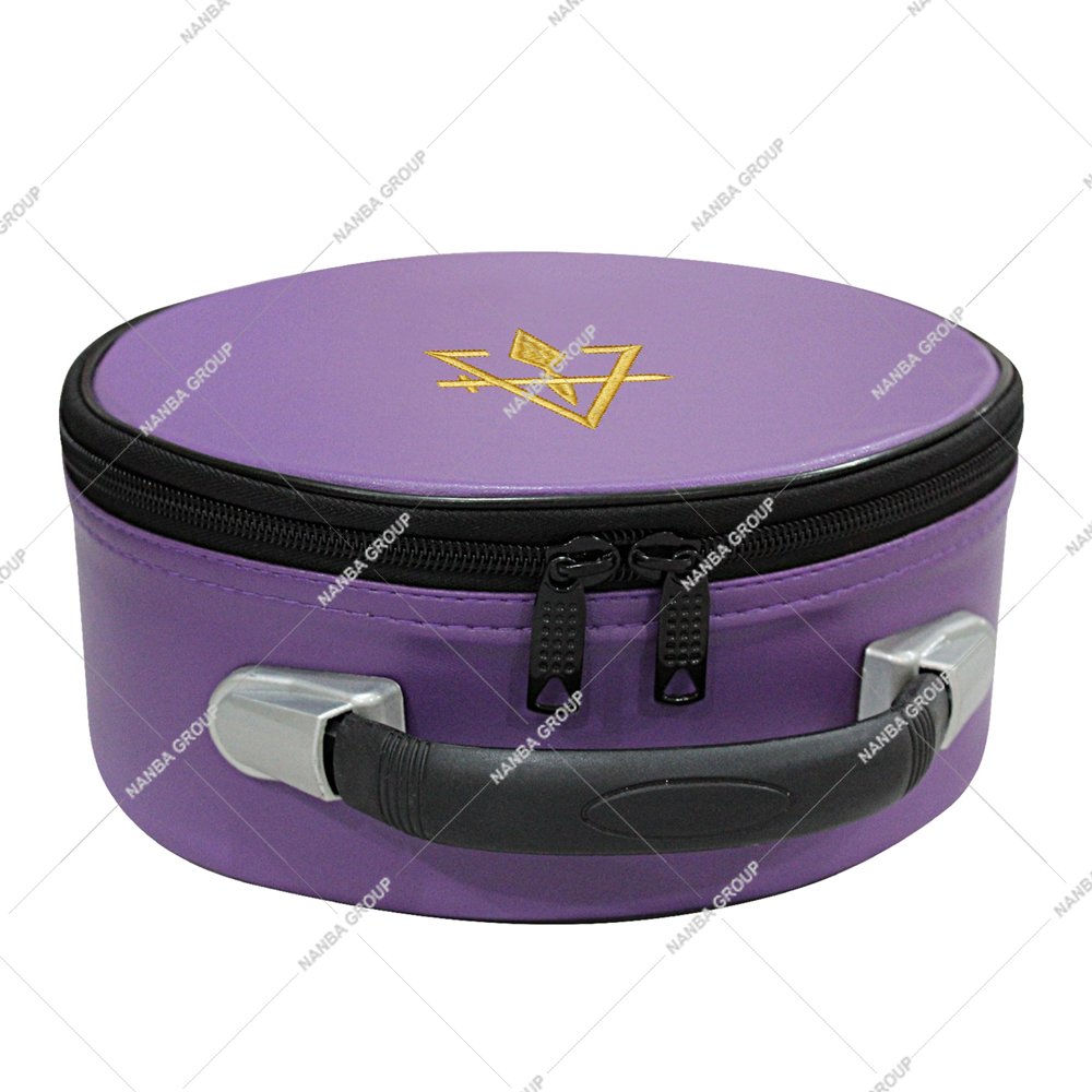 Photo-06 Cryptic Masonic Royal and Select Master Crown Cap Case Purple, Hand Embroidered