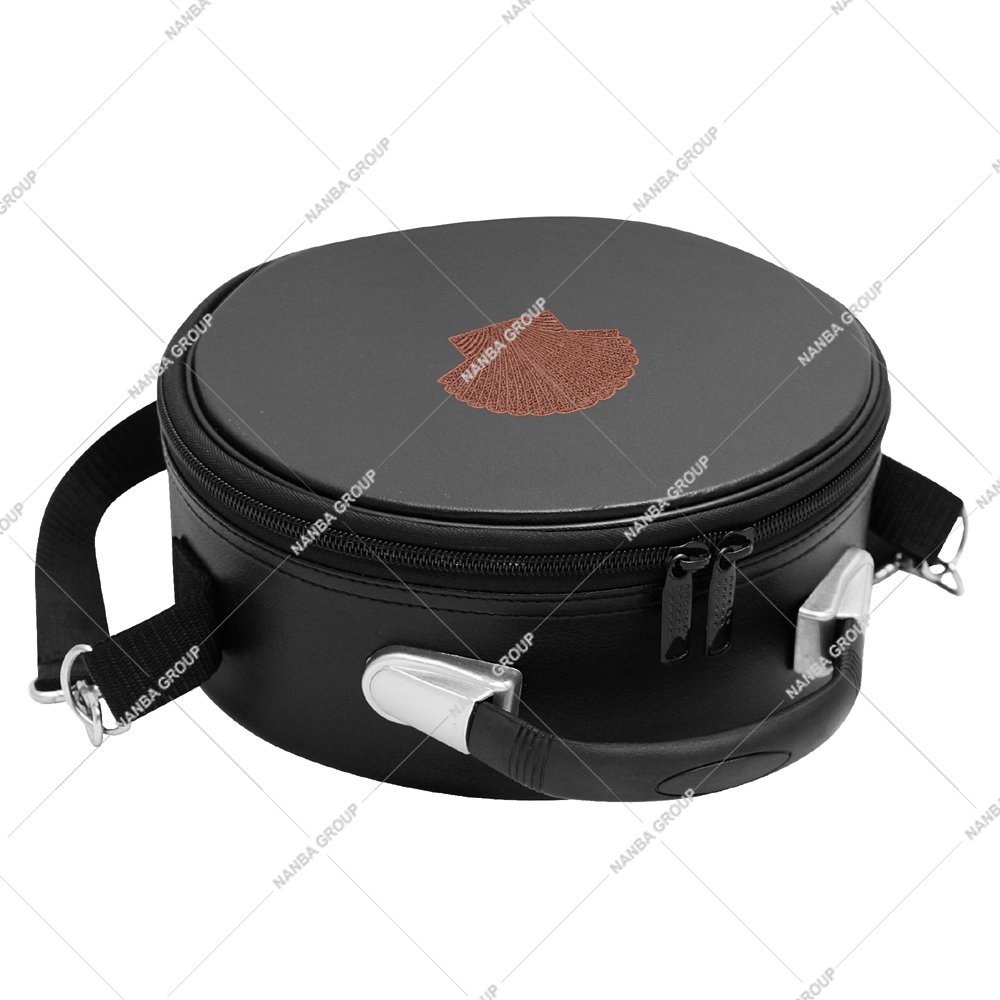 Photo-06 Black Circular Masonic Scottish Rite Cap Case Featuring Embroidered Scallop Shell