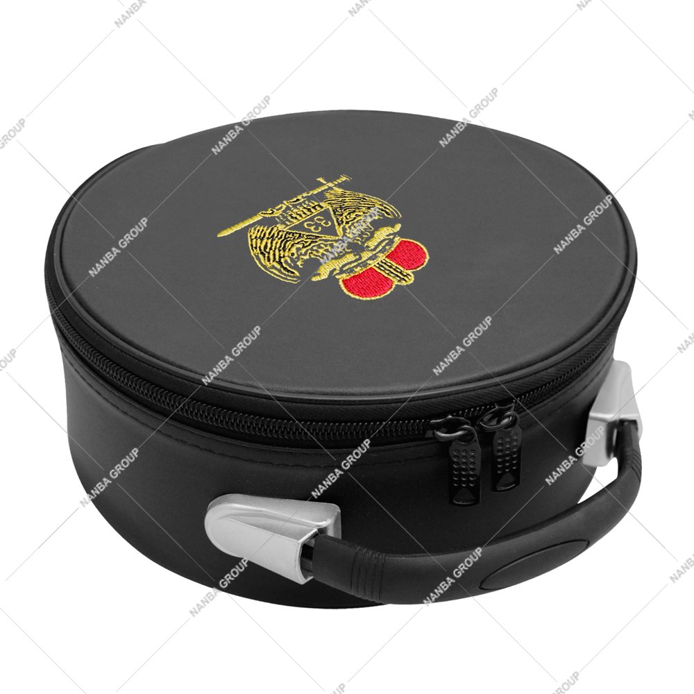 Photo-06 Masonic Scottish Rite 33 Degree Double Eagles Crown Cap Case Black, Freemason Hat Carrying Box
