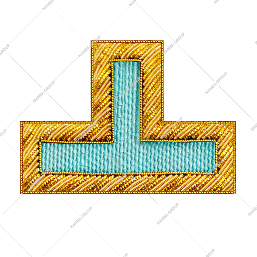 06 Custom Embroidered Rank Insignia Patch Classical Style Masonic Regalia Badge Golden Sky Blue Shoulder Gold Border OEM ODM T