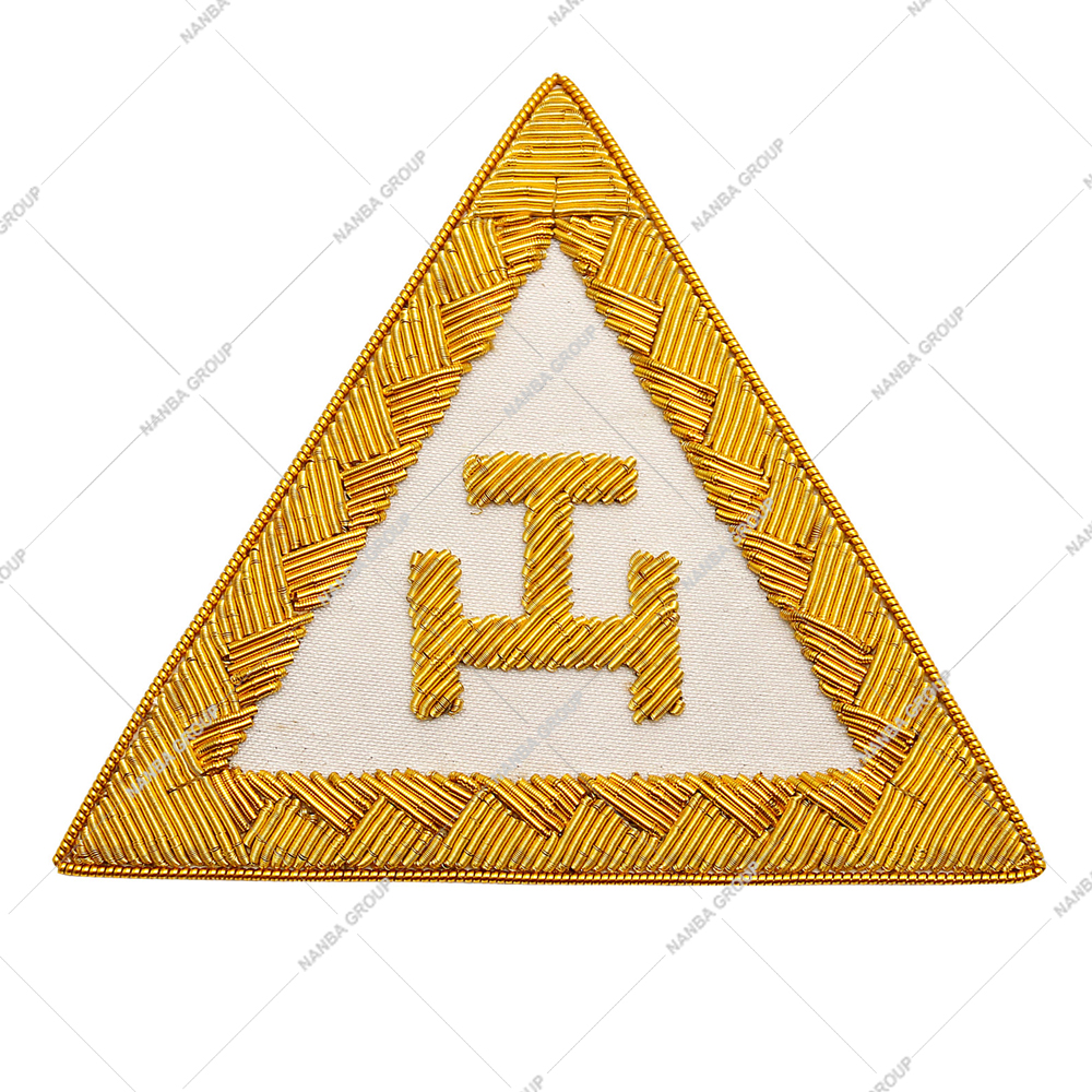 06 NANBA GROUP Hand-Embroidered Royal Arch Triple Tau Badge with Gold Bullion Wire 6.5cm X6.5cm Customizable for Garment Use