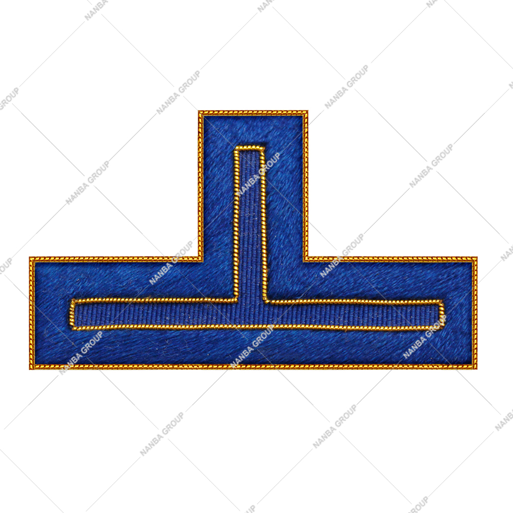 06 Custom Embroidered Rank Insignia Patch Masonic Regalia Badge Blue Shoulder Gold Border OEM ODM T Shape Premium Solid Color