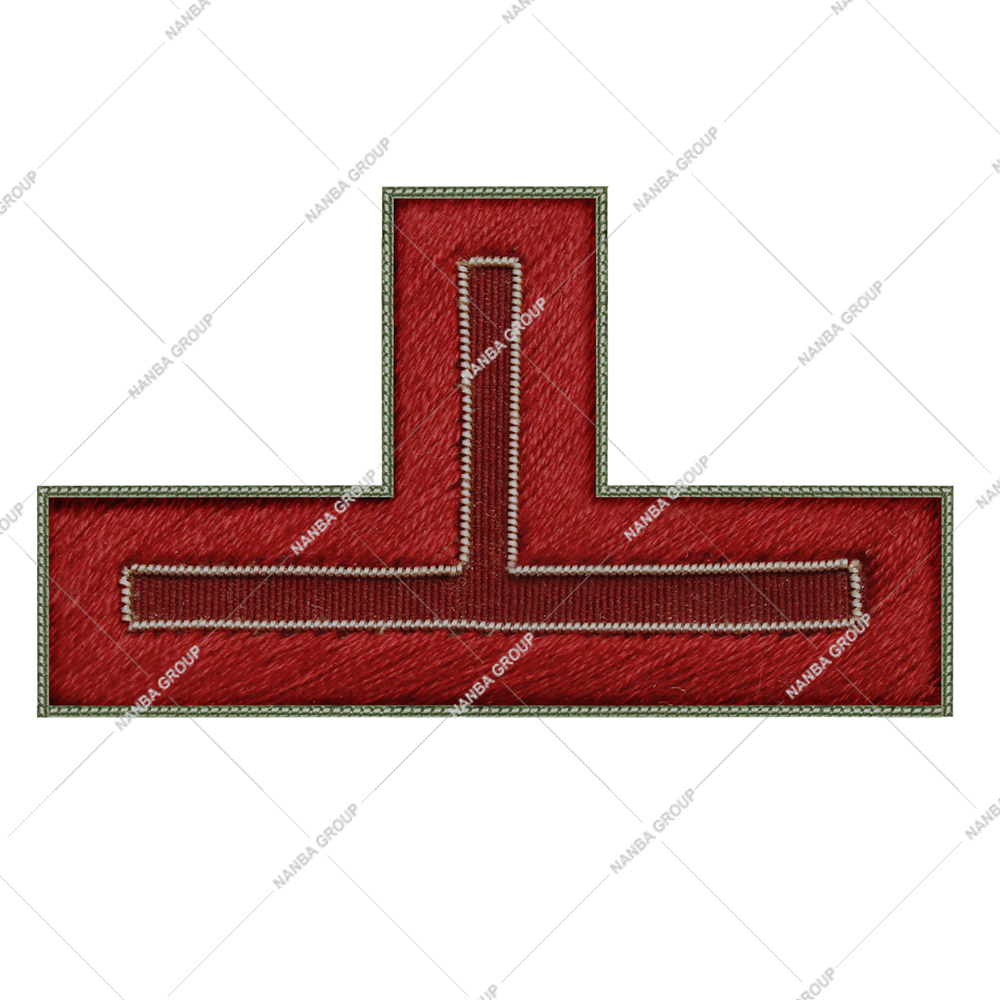 06 Custom Embroidered Rank Insignia Patch Masonic Regalia Badge Maroon & Red Shoulder Silver Border OEM ODM T Shape Solid Patch