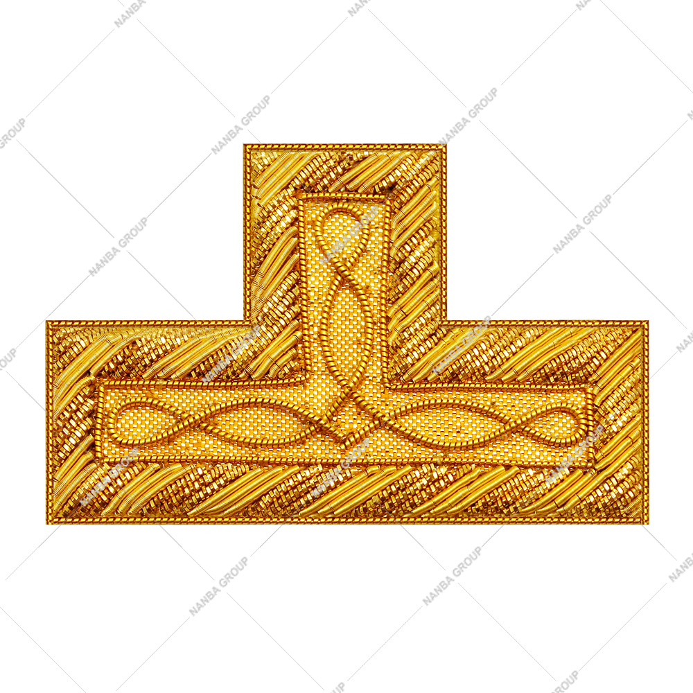 6 T Shape Custom Embroidered Rank Insignia Patch Masonic Regalia Badge Golden and Yellow Shoulder Gold Border OEM ODM