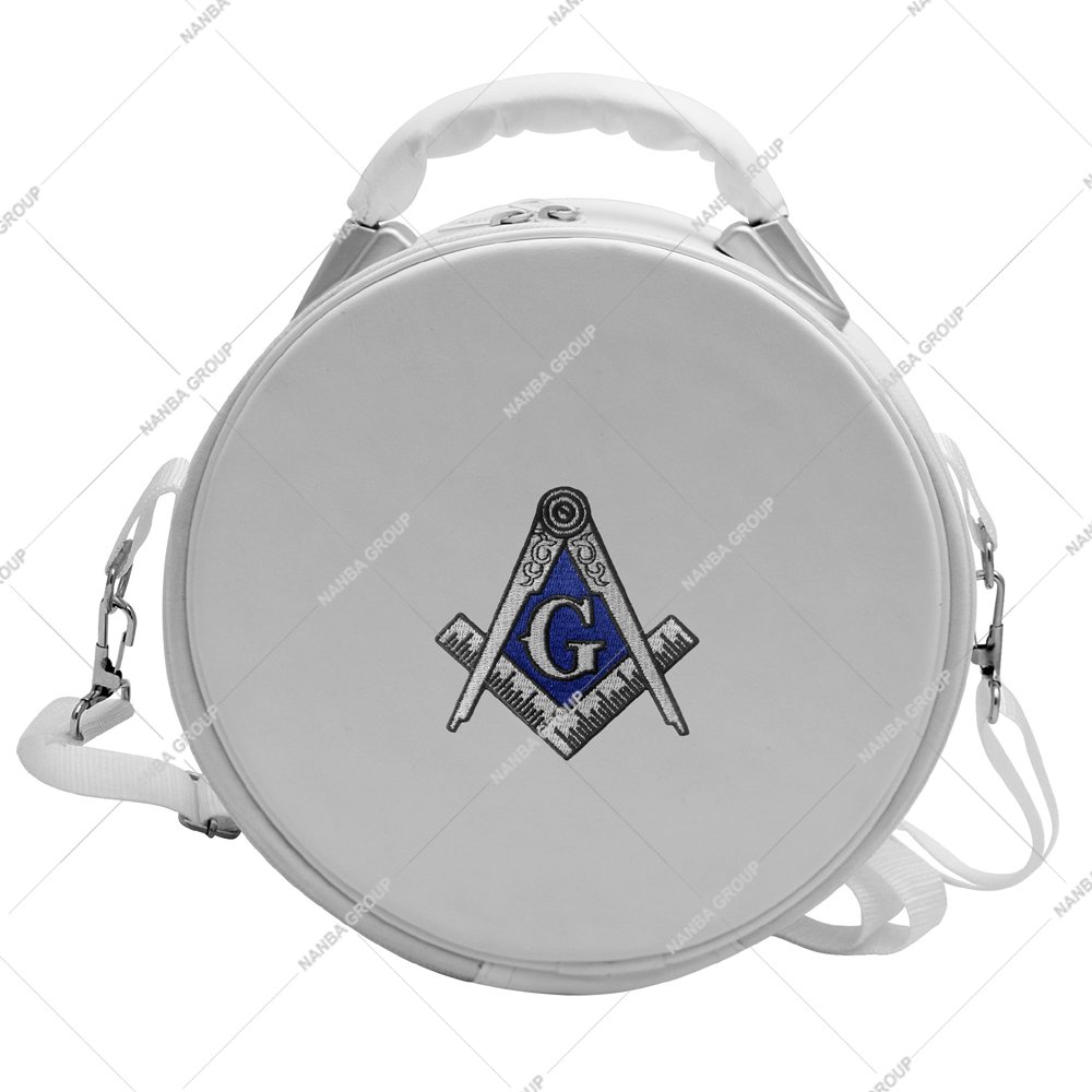 Nanba Group Watermark copy Premium White Square, Compass & G Machine Embroidered Silver Cap Case