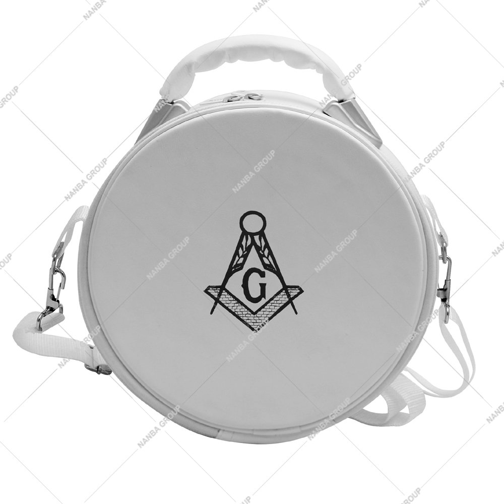 Nanba Group Watermark copy White Square Compass & G Machine Embroidered Black Caps Case With Strap