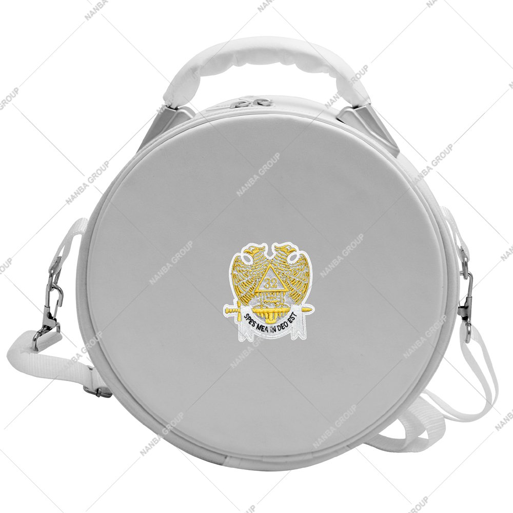 Nanba Group Watermark copy Round White Purse With 32nd Eagle Machine Embroidery Design Durable Polyester Material