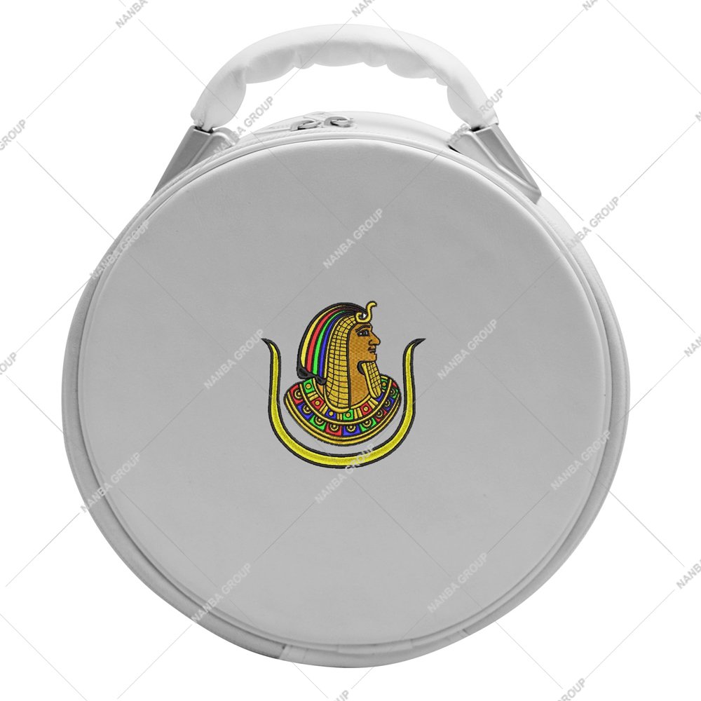 Nanba Group Watermark copy White Daughters of Isis Emblem Imitation Leather Lightweight Machine Embroidery Masonic Cap Case with Excellent Protection Strap