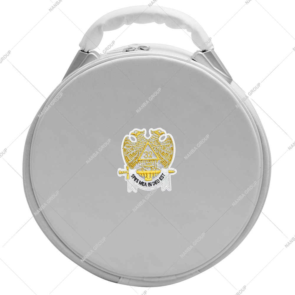Nanba Group Watermark copy Round White Purse With 32nd Eagle Machine Embroidery Design Durable Polyester Material