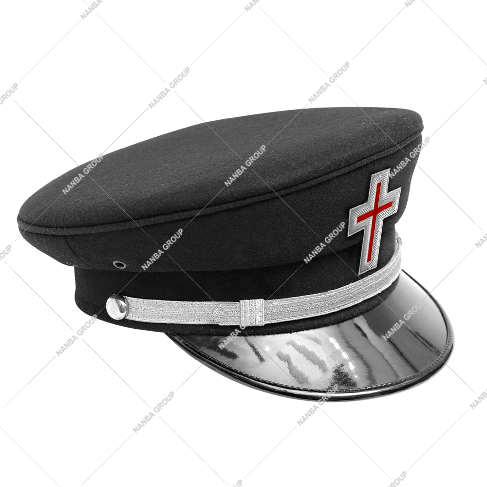 Nanba Group Watermark copy High Quality Masonic Knights Templar Dress Black Handmade 100% Wool Formal Daily Use Badge Hat
