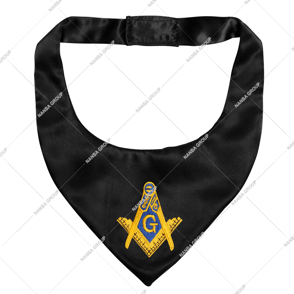 Nanba Group Watermark copy Masonic Master Mason Cravat Black Polyester Embroidered Square Compass G Symbol High Quality Customizable Craft Accessory
