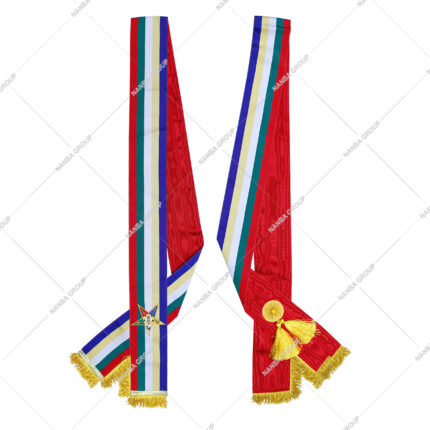 Premium Masonic OES Sash (Red Satin Lining) Embroidered Emblem, Order of Eastern Star Member Sashes
