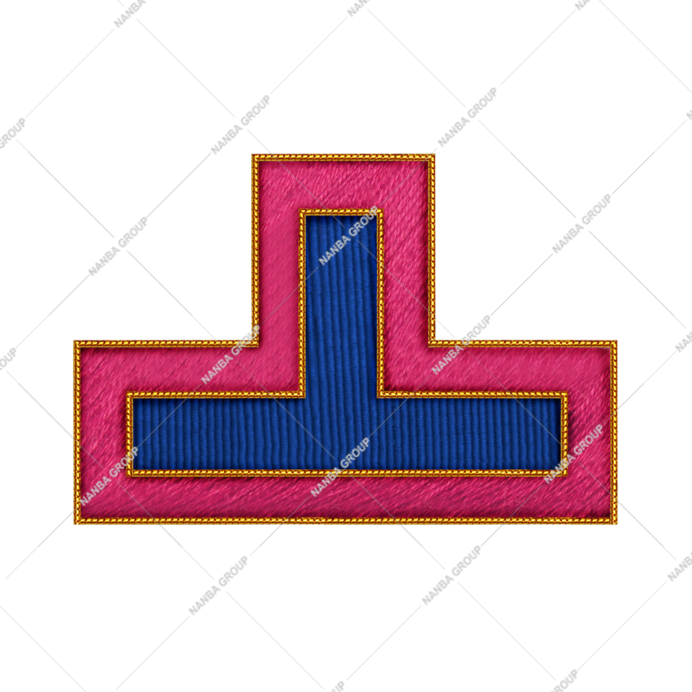 Nanba Group Watermark copy Custom Embroidered Rank Insignia Patch Masonic Regalia Badge Pink Blue Shoulder Gold Border OEM ODM T Shape Solid Color