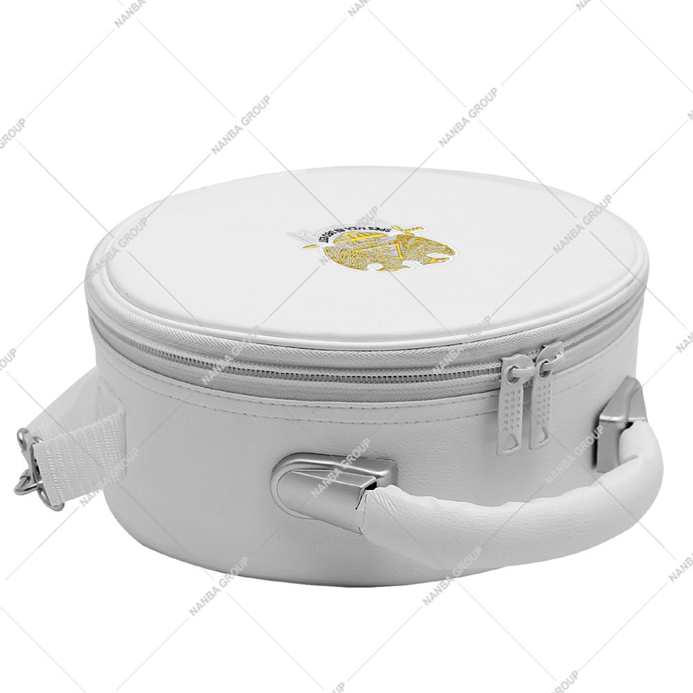 Nanba Group Watermark copy White 32rd Eagle Machine Gold & White Embroidered Masonic Crown Case with Zipper Closure Lightweight