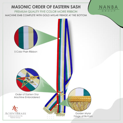 Universal Amaranth Sash-Order of Eastern Star Regalia Silk Moire & Polyester Satin Handmade – image 2
