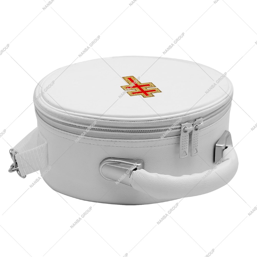 Photo-08 White Round EVA Hardcase with Zipper Closure and Embroidered 33rd Degree Scottish Rite Symbol Portable Storage Case