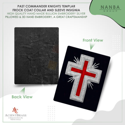 Past Commander Knights Templar Frock Coat Sleeve Insignia Silver | Masonic Regalia Accessories – image 2