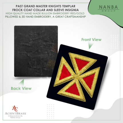 Past Grand Master Knights TemplarFrock Coat Sleeve Insignia Red Gold | Premium Masonic Chapeau Rosette | Regalia Rosette Supplie – image 2