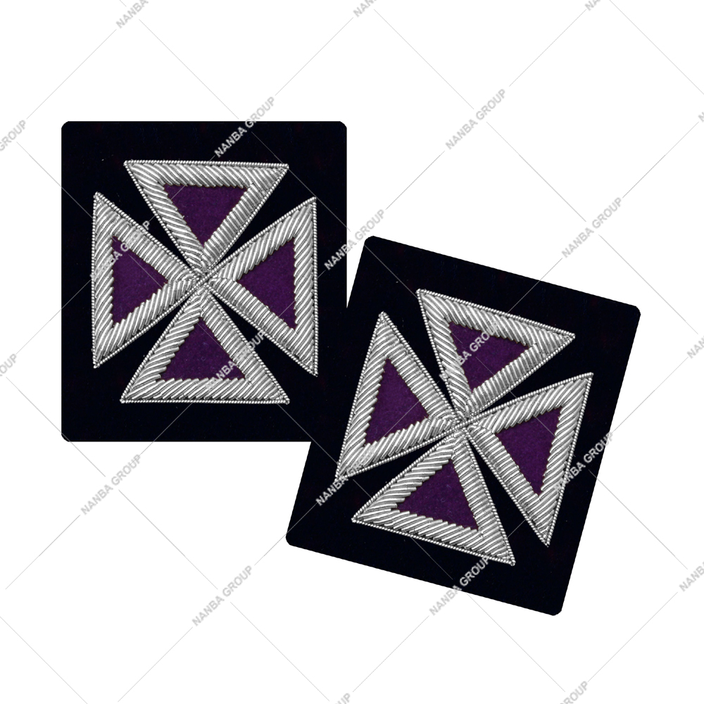 Photo-06 Past Grand Master Knights Templar Frock Coat Sleeve Insignia Purple Silver| Knights Templar Chapeau Rosette