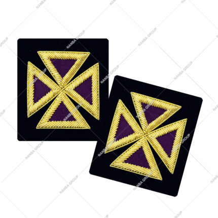 Past Grand Master Knights TemplarFrock Coat Sleeve Insignia Purple Gold | Hand Embroidered Knights Templar Chapeau Rosette