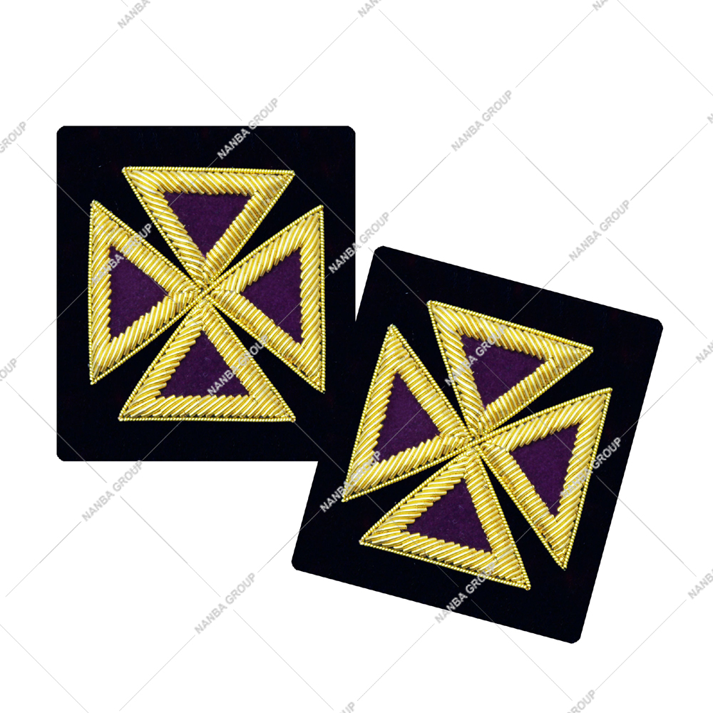 Photo-06 Past Grand Master Knights TemplarFrock Coat Sleeve Insignia Purple Gold | Hand Embroidered Knights Templar Chapeau Rosette
