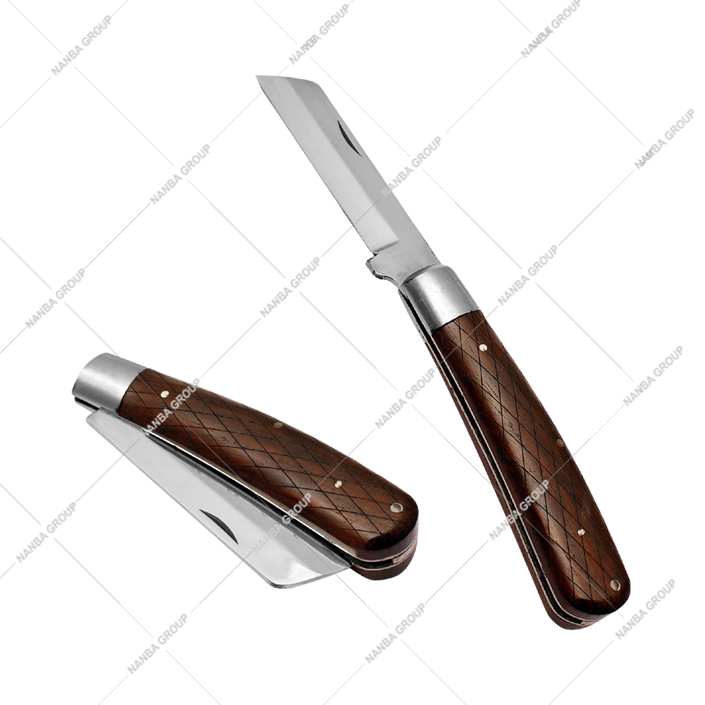 4 Civil War Inspired Stainless Steel Folding Pocket Knife Checkered Wood Handle Brass Rivets Historical Style Camping Gift