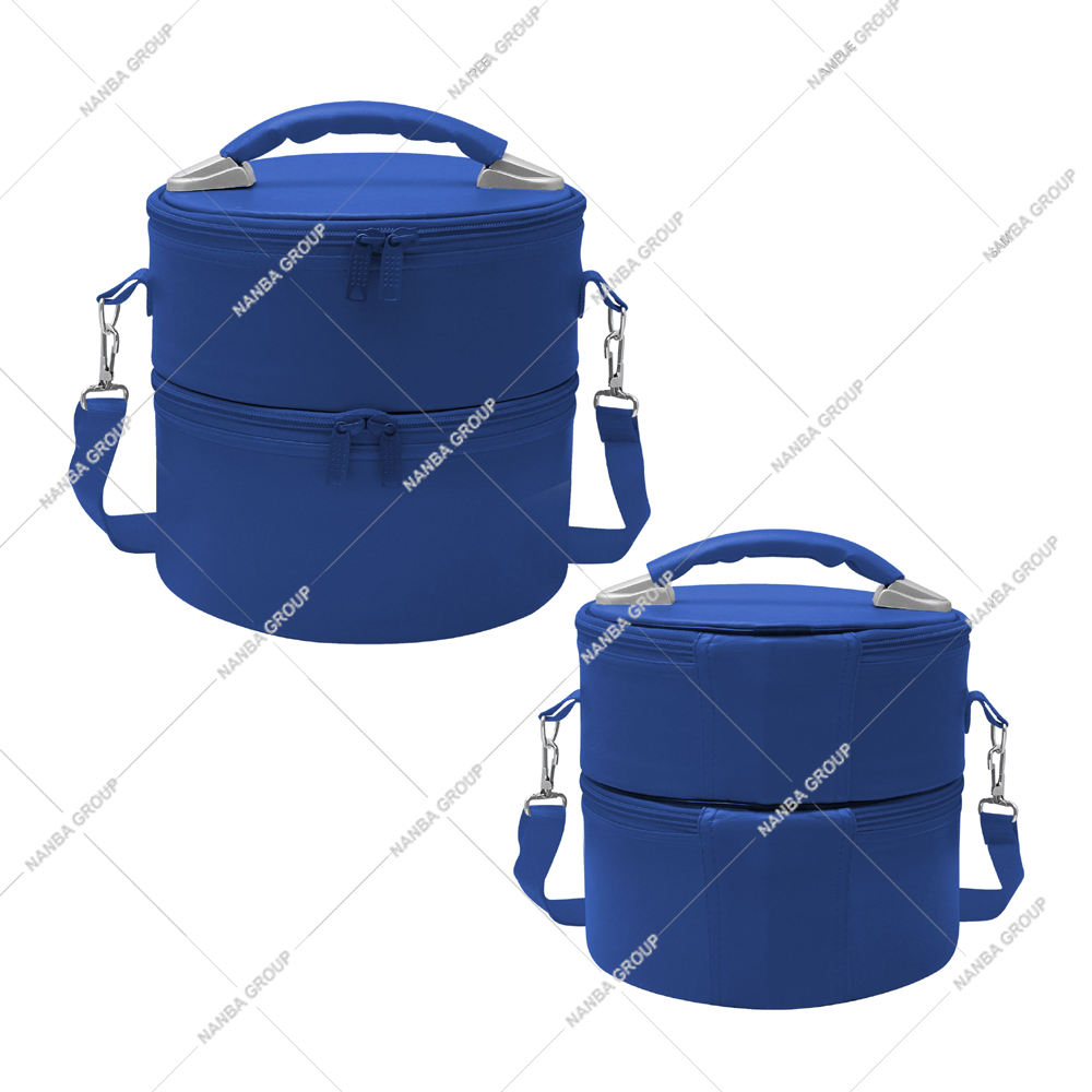 7 Masonic Dual Section Cap Carrying Case Blue Imitation Leather Lightweight Zipper Closure Travel Storage Bag Adjustable Shoulder
