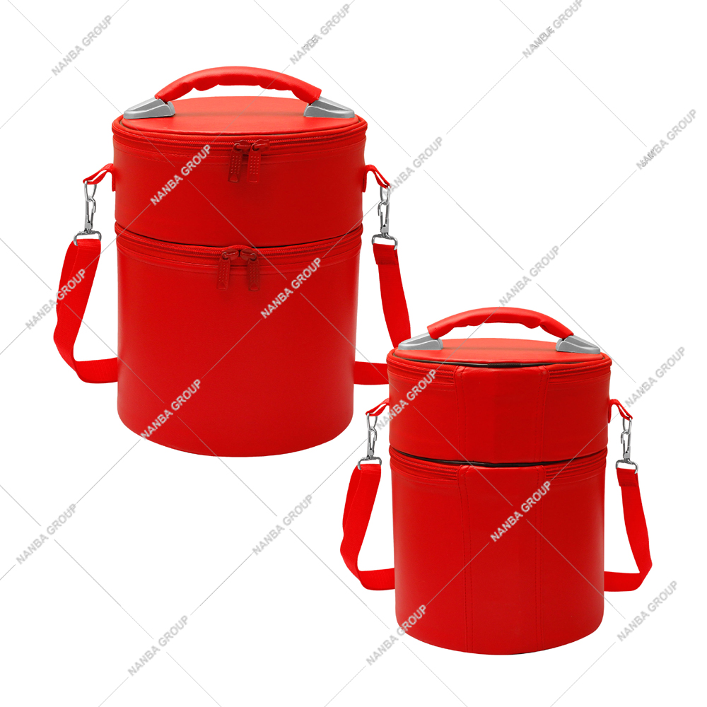 7 Masonic Dual Section Cap Fez Carrying Case Red Imitation Leather 7 Inch Travel Storage Bag Zipper Closure Adjustable Shoulder