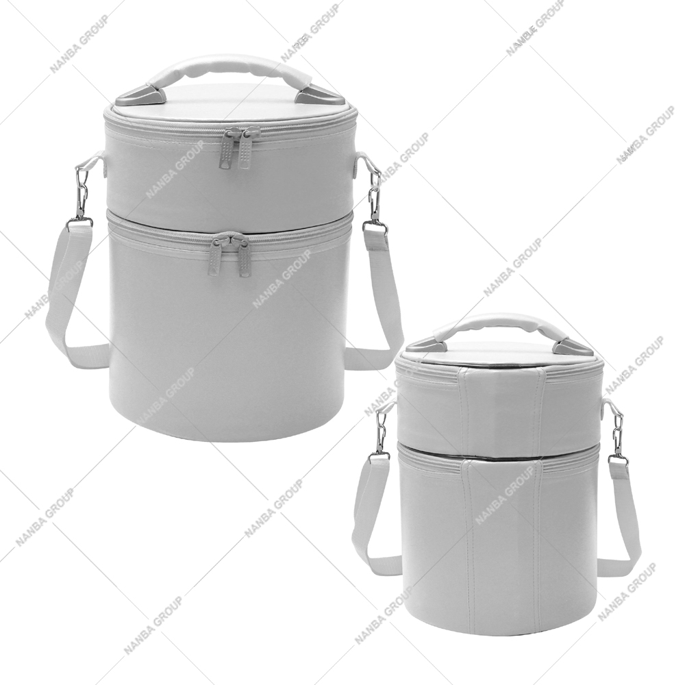 7 NANBA GROUP Masonic Dual Section Cap Fez Carrying Case White Imitation Leather Travel Storage Zipper Closure Lightweight