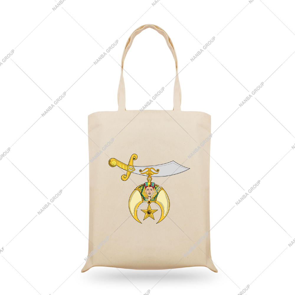7 OES Masonic Shriner Canvas Tote Bag Waterproof Shopping Digital Print with Inner Gold Zip Closure