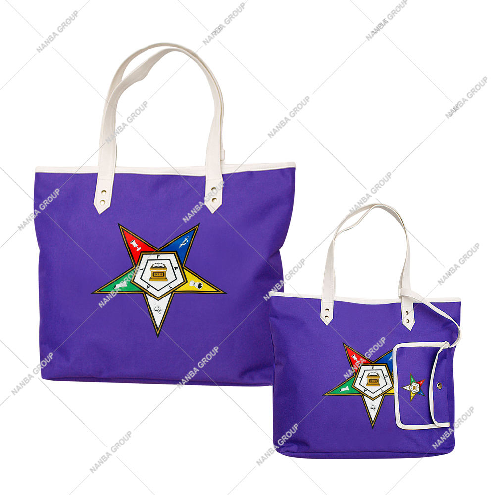 7 Masonic Eastern Star Purple Waterproof Embroidery Tote Bag | Unisex Shopping Bag