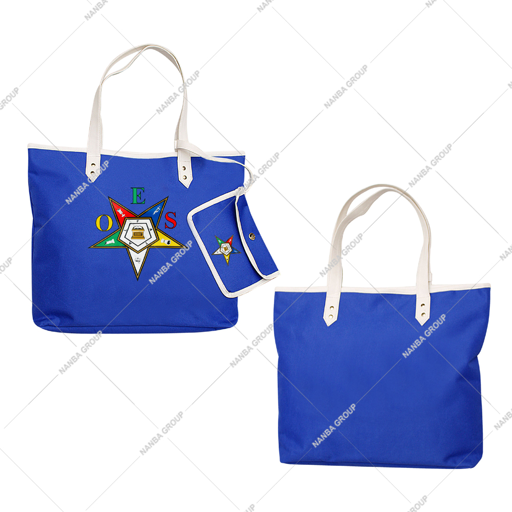 Photo-07 Eastern Star Lodge Codura & Poly-Vinyl Waterproof Tote Bag with Zipper Closure and Embroidery Blue Color