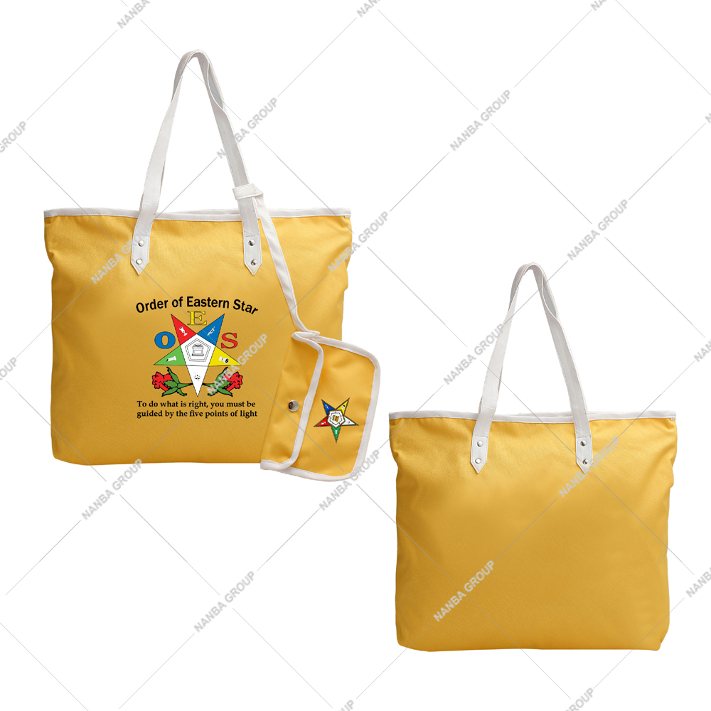 Photo-07 Wholesale OES Eastern Star Masonic Yellow Waterproof Zipper Tote Bags | Custom Order Supplier & Manufacturer