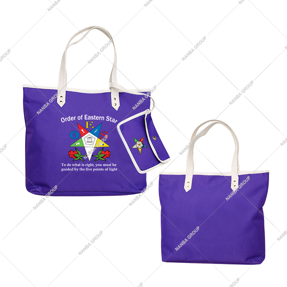 Photo-07 Wholesale OES Chapter Bags For Masonic Organisations and Members | Eastern Star Membership Gift Purple Tote Bag For Ladies