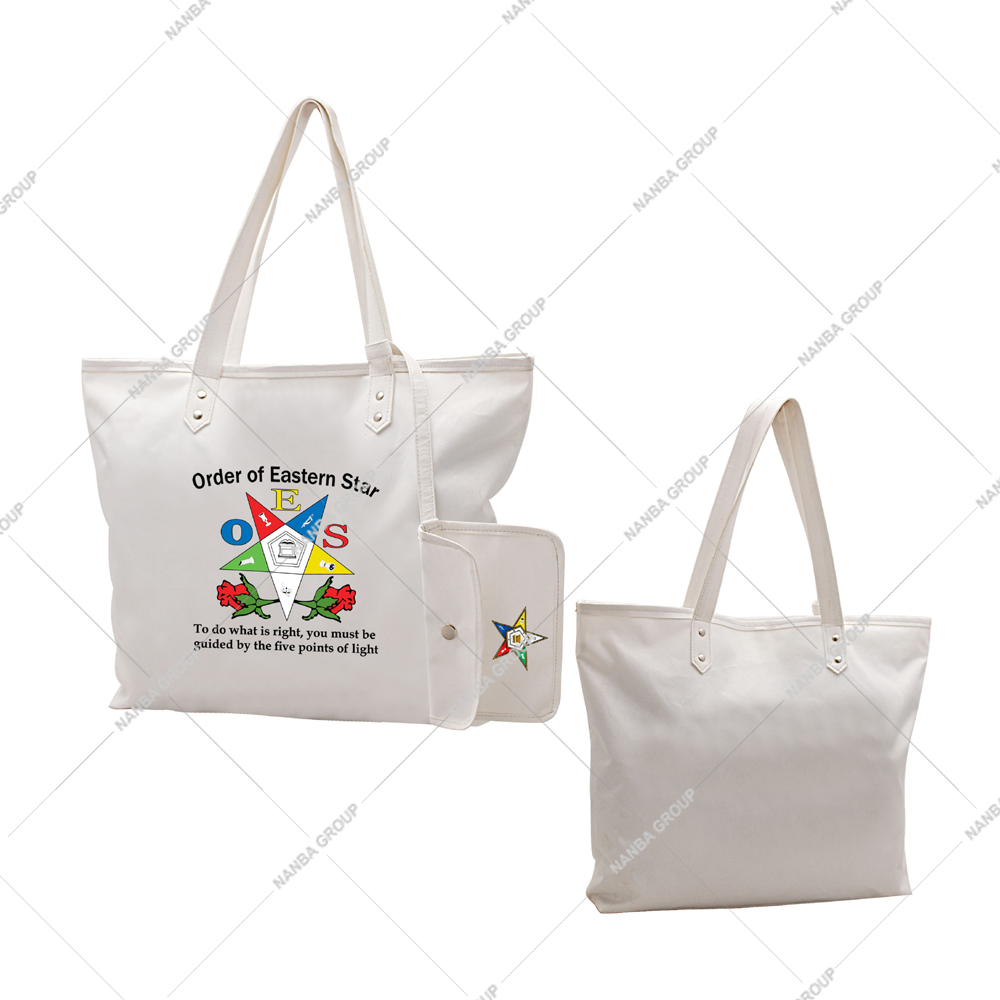 Photo-07 Masonic Eastern Star White Waterproof Tote Bags with Embroidery and Zipper Closure OEM ODM Custom Manufacturing