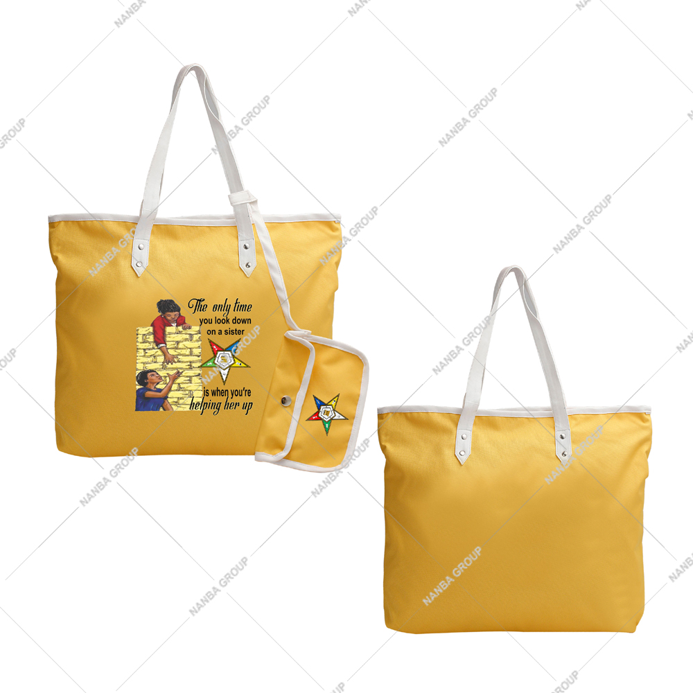 Photo-07 Eastern Star Embroidered Yellow Tote Bag OES Order Of The Eastern Star Logo Sister Keeper