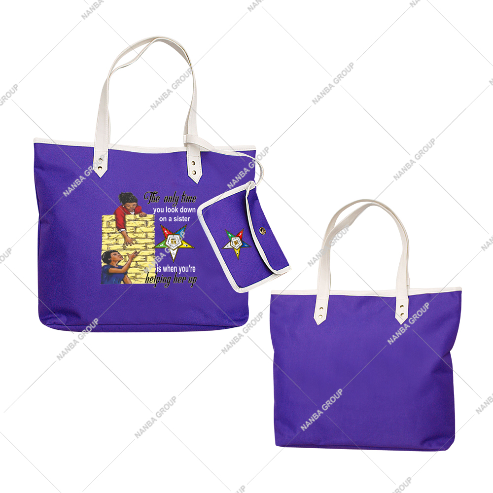 Photo-07 Eastern Star Embroidered Purple Tote Bag OES Order Of The Eastern Star Logo Sister Keeper