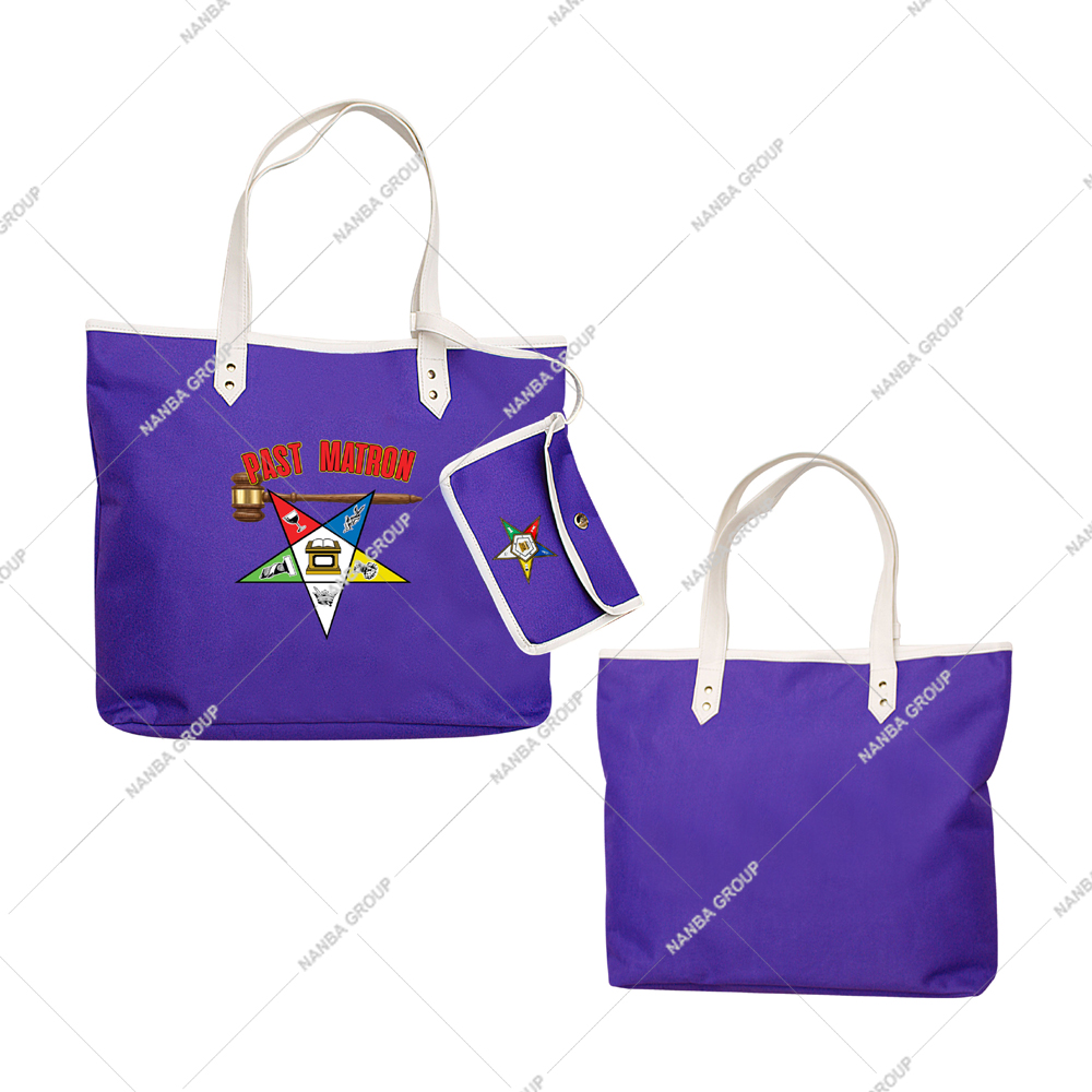 Photo-07 Purple Eastern Star (OES) Past Matron Tote Bag | Custom Made Eastern Star Maroon Waterproof Tote Bag