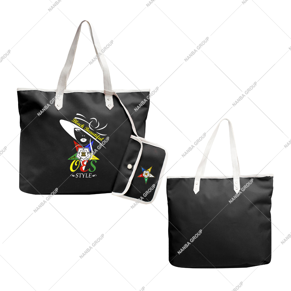 Photo-07 Black Tote Bag OES Style Eastern Star Si-star Sassy & Classy Order of Eastern Star Masonic Tote Bag