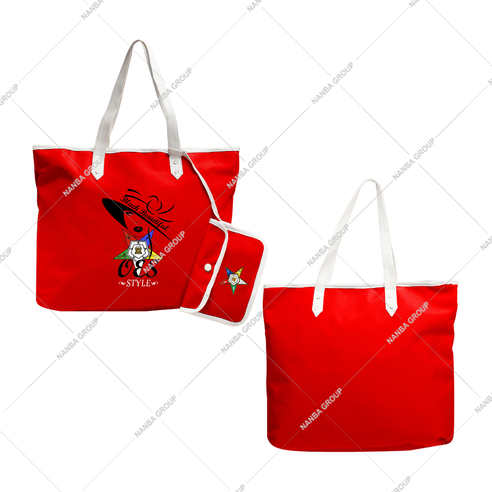 Photo-07 Red Tote Bag OES Style Eastern Star Si-star Sassy & Classy OES Chapter Tote Bag with Embroidery