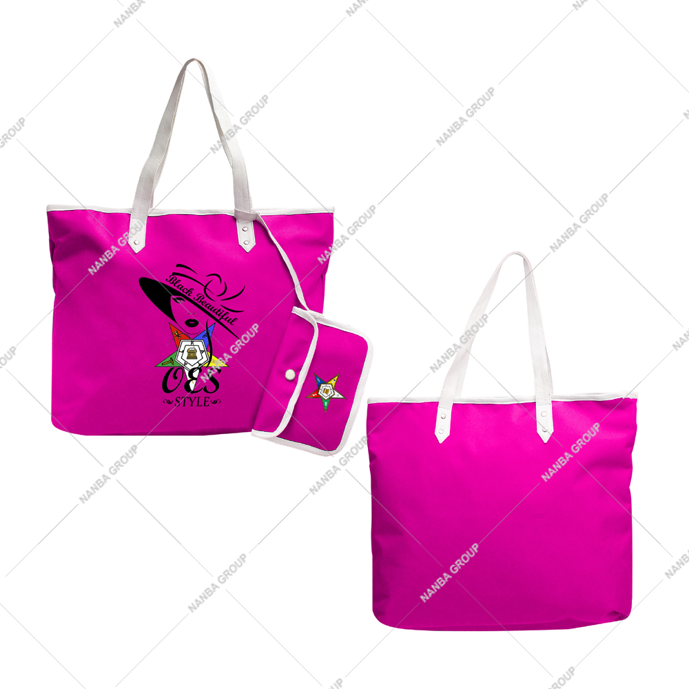 Photo-07 Pink Tote Bag OES Style Eastern Star Si-star Sassy & Classy Eastern Star Reusable Shopping Tote Bag