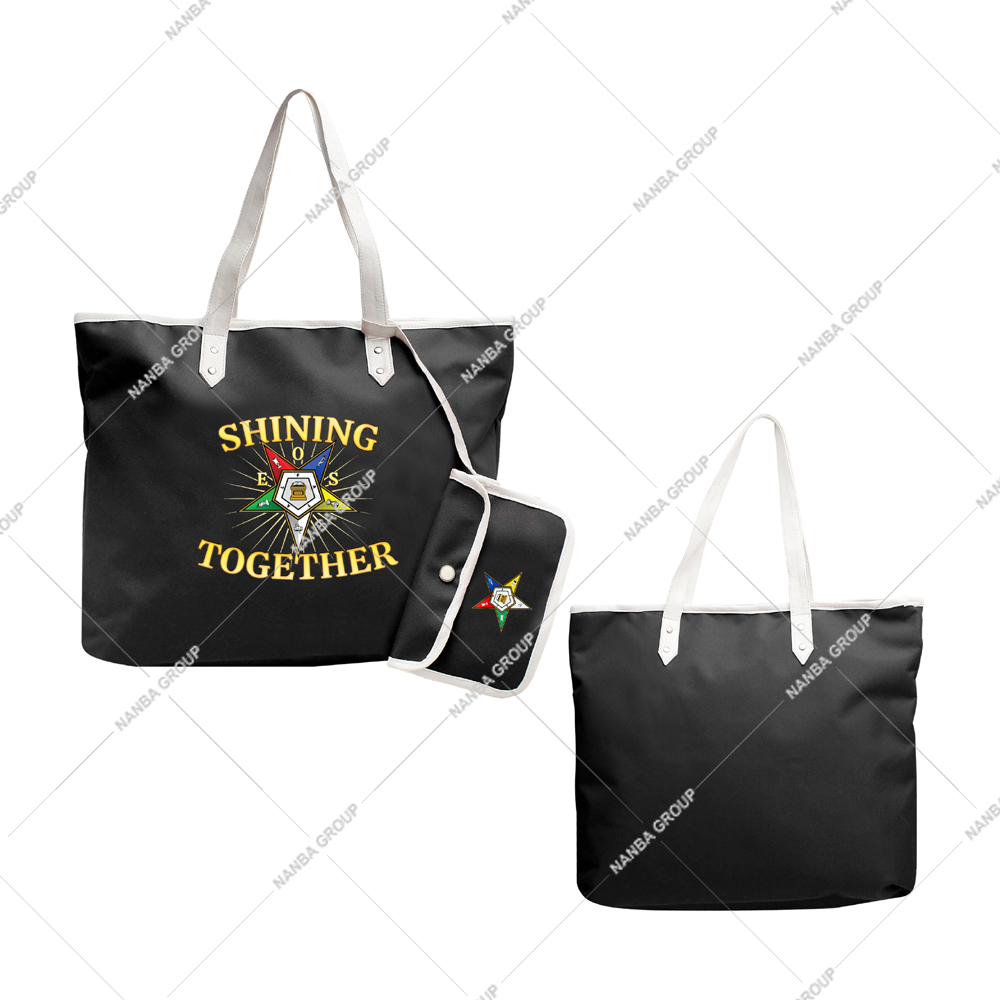 Photo-07 Black OES Shining Together Order of the Eastern Star Journal Order of the Eastern Star Masonic Black tote bag