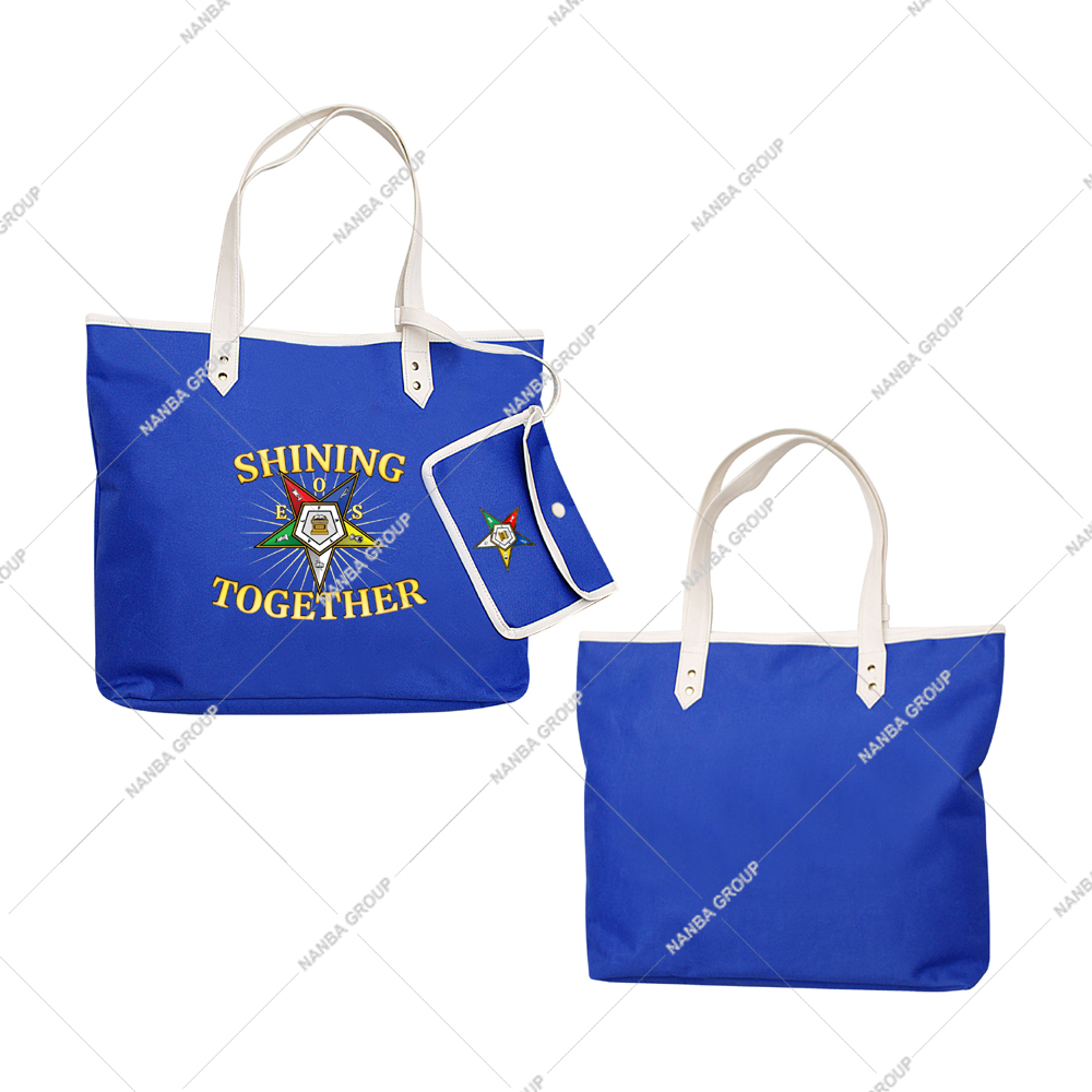 Photo-07 Blue OES Shining Together Order of the Eastern Star Journal Custom OES Eastern Star Blue Shopping Tote Bag