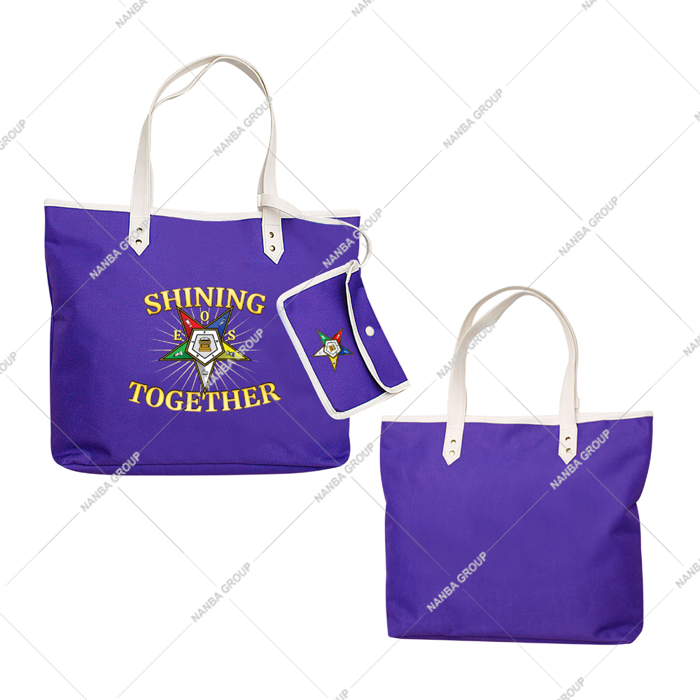 Photo-07 Purple OES Shining Together Order of the Eastern Star Journal Masonic lodge Eastern Star Reusable Tote Handbag
