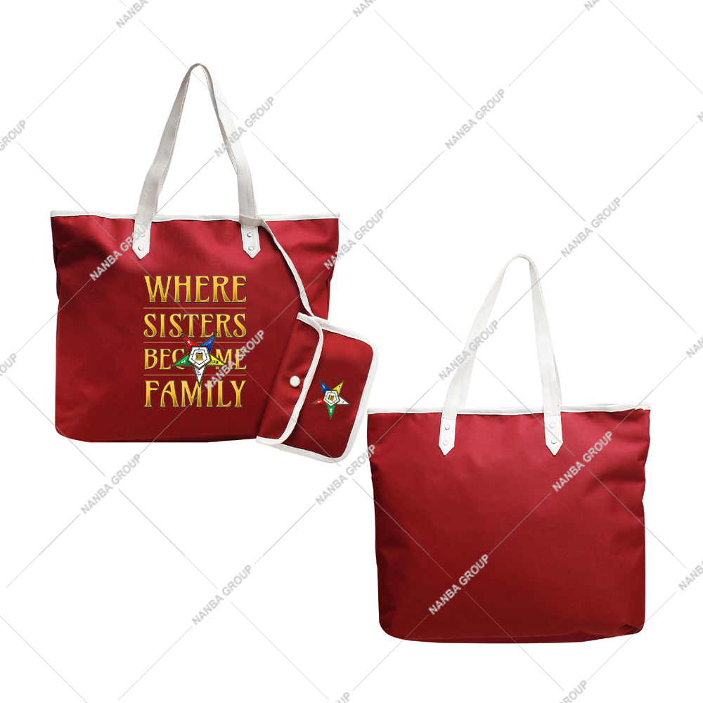Photo-07 Maroon OES Where Sisters Become Family Order Of The Eastern Star Tapestry Bulk Masonic Eastern Star Tote Bags