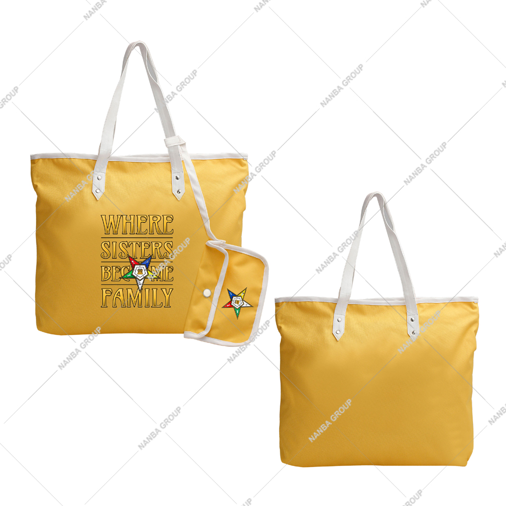 Photo-07 OES Where Sisters Become Family Order Of The Eastern Star Tapestry Bulk Masonic Eastern Star Yellow Tote Bags