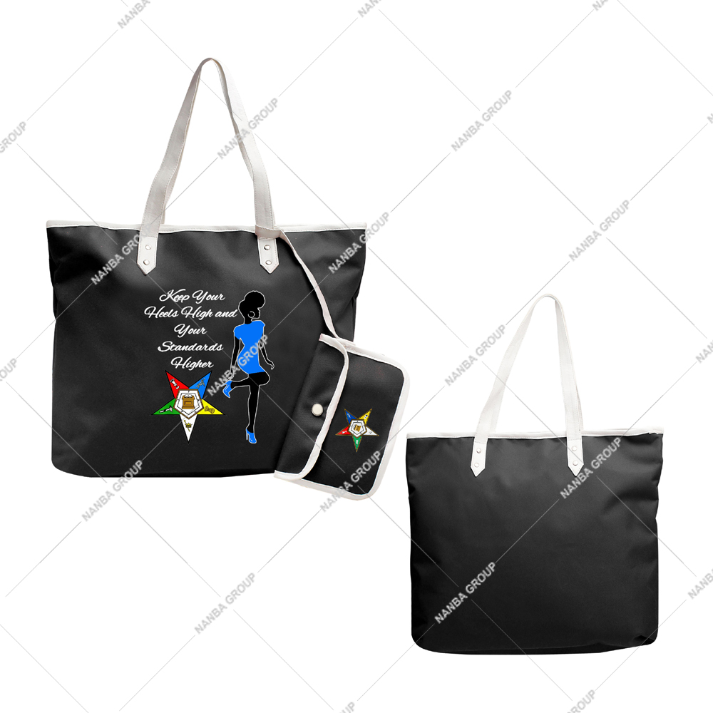 Photo-07 Black Star Emblem of the Order of the Eastern Star (Keep Your Heels High and Your Standards Higher) OES Tote Bag