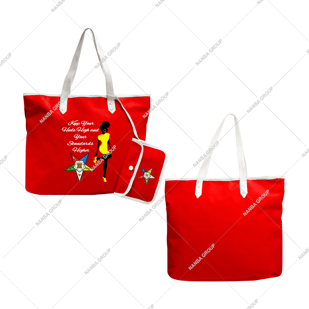 Photo-07 Red Star Emblem of the Order of the Eastern Star (OES) (Keep Your Heels High and Your Standards Higher) OES Tote Bag