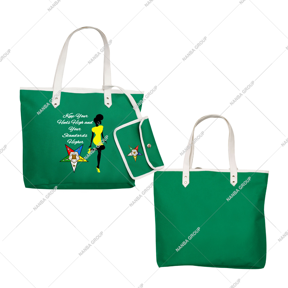 Photo-07 Green Star Emblem of the Order of the Eastern Star (OES) (Keep Your Heels High and Your Standards Higher) OES Tote Bag