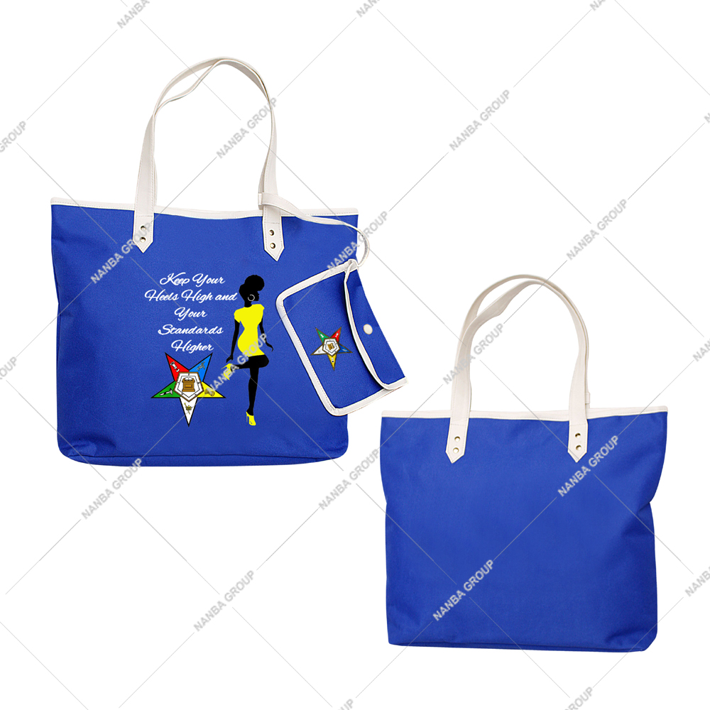 Photo-07 Blue Star Emblem of the Order of the Eastern Star (OES) (Keep Your Heels High and Your Standards Higher) OES Tote Bag